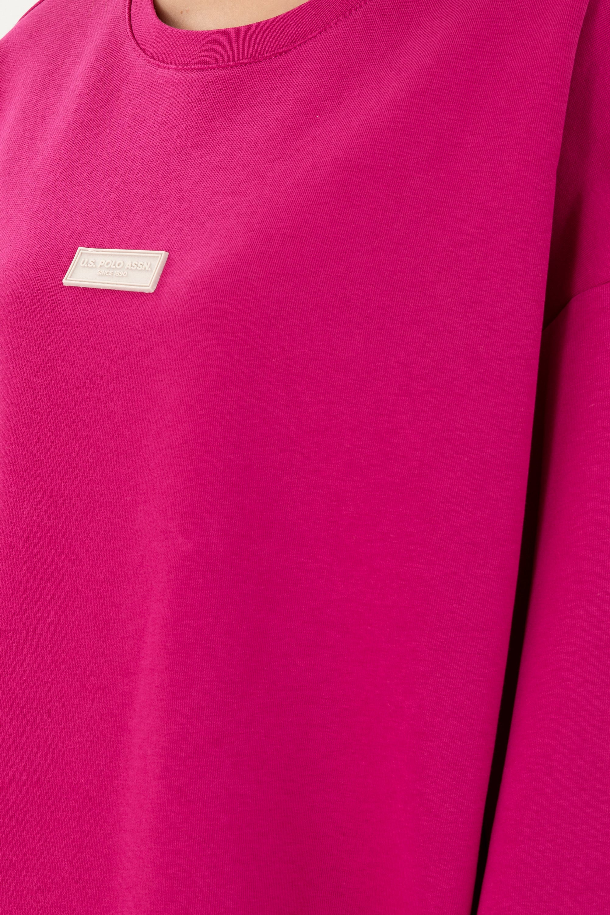 Kadın Fuşya Bisiklet Yaka Sweatshirt - Image 7