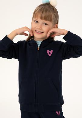Kız Çocuk Lacivert Fermuarlı Basic Sweatshirt - 50296390077