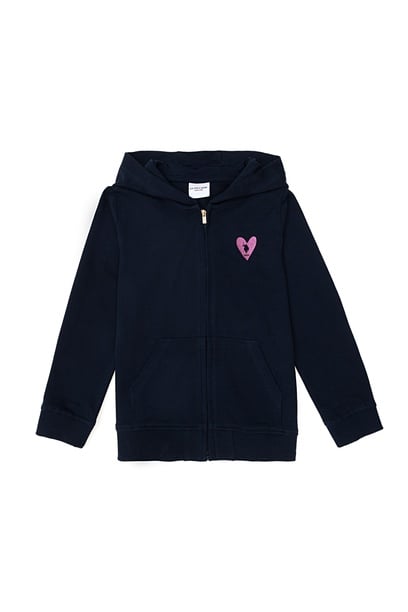 Kız Çocuk Lacivert Fermuarlı Basic Sweatshirt