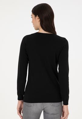 Kadın Siyah Basic V Yaka Kazak - 50289486039