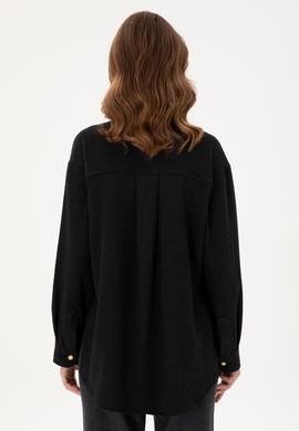 Kadın Siyah Uzun Kollu Gömlek - 50289843026