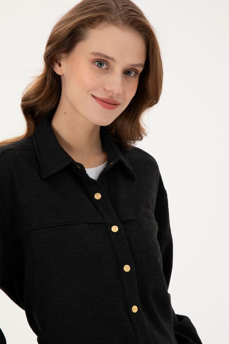 Kadın Siyah Uzun Kollu Gömlek