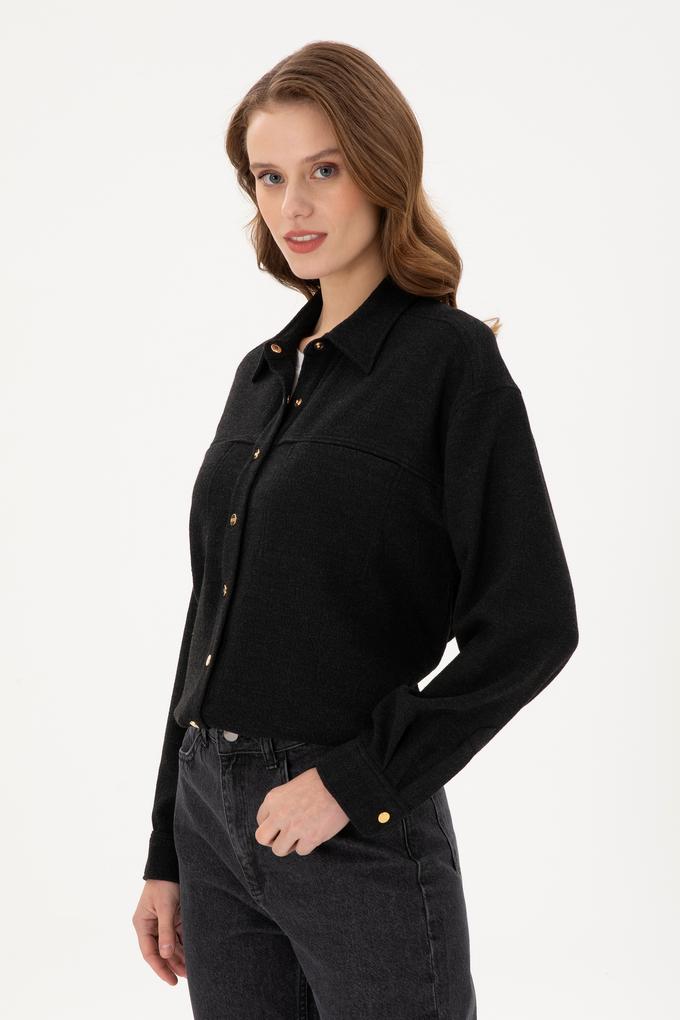 Kadın Siyah Uzun Kollu Gömlek