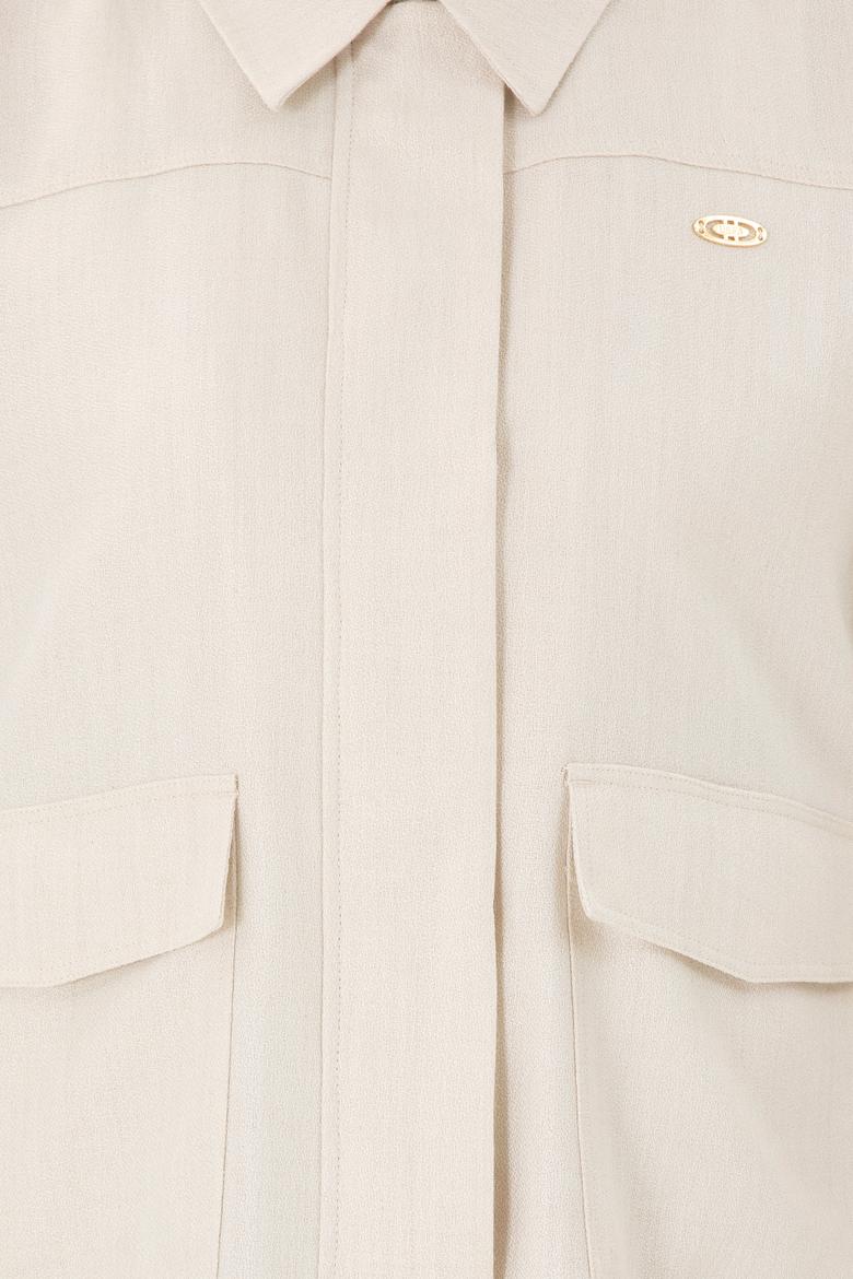 Kadın Ekru Uzun Kollu Gömlek - 50290292007