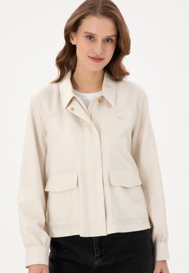 Kadın Ekru Uzun Kollu Gömlek - 50290292007