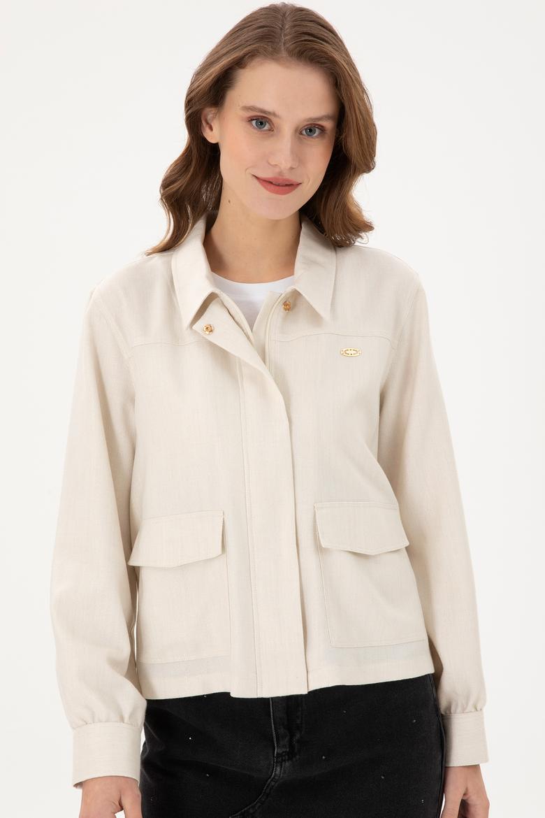 Kadın Ekru Uzun Kollu Gömlek - 50290292007