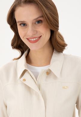 Kadın Ekru Uzun Kollu Gömlek - 50290292007