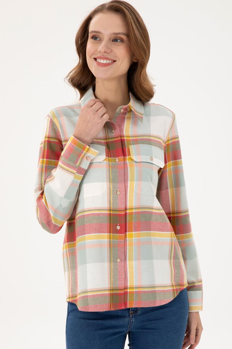 Kadın Kiremit Uzun Kollu Gömlek - 50291093031