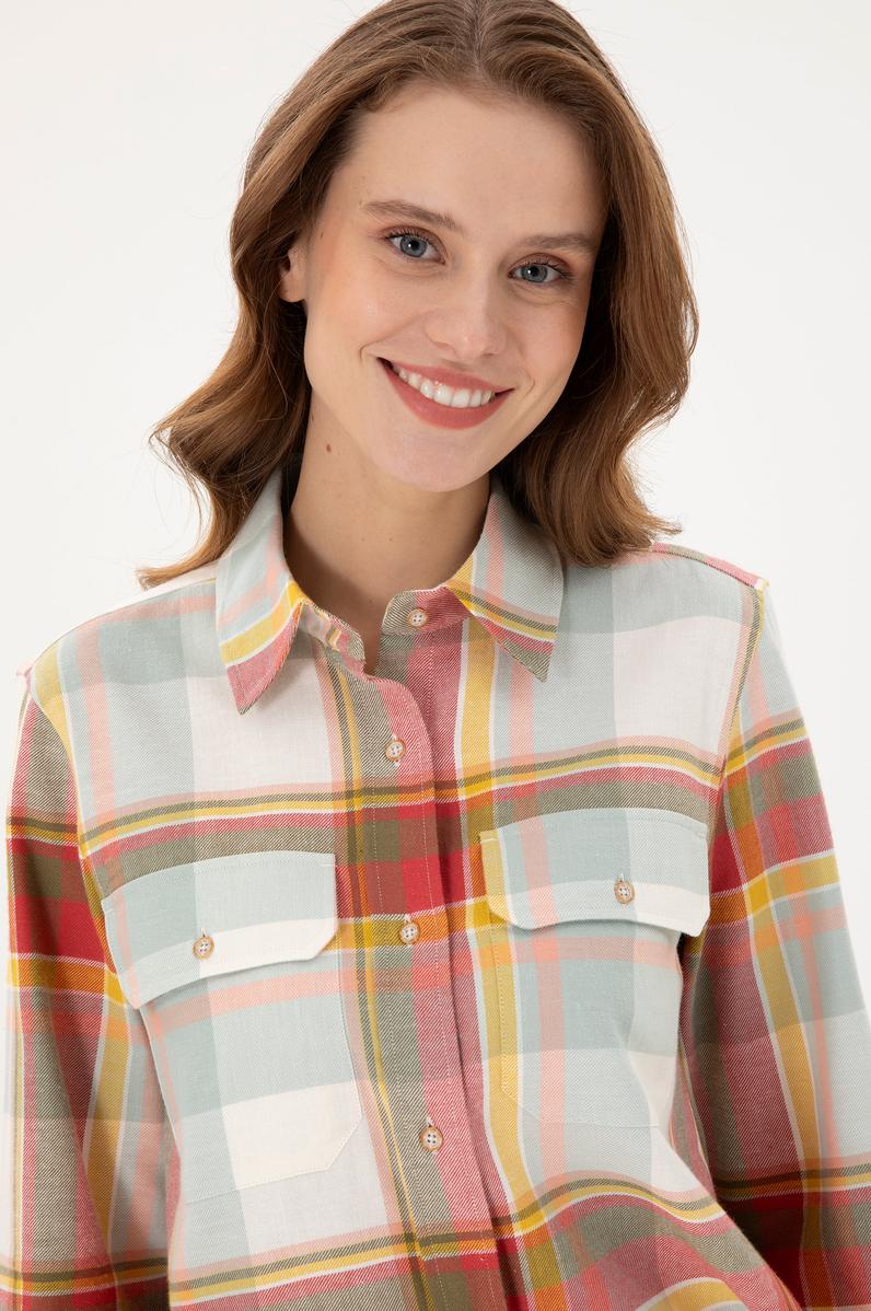 Kadın Kiremit Uzun Kollu Gömlek