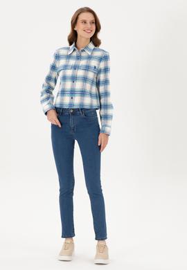 Kadın Saks Uzun Kollu Gömlek - 50291115003