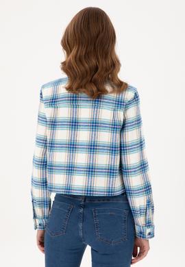 Kadın Saks Uzun Kollu Gömlek - 50291115003