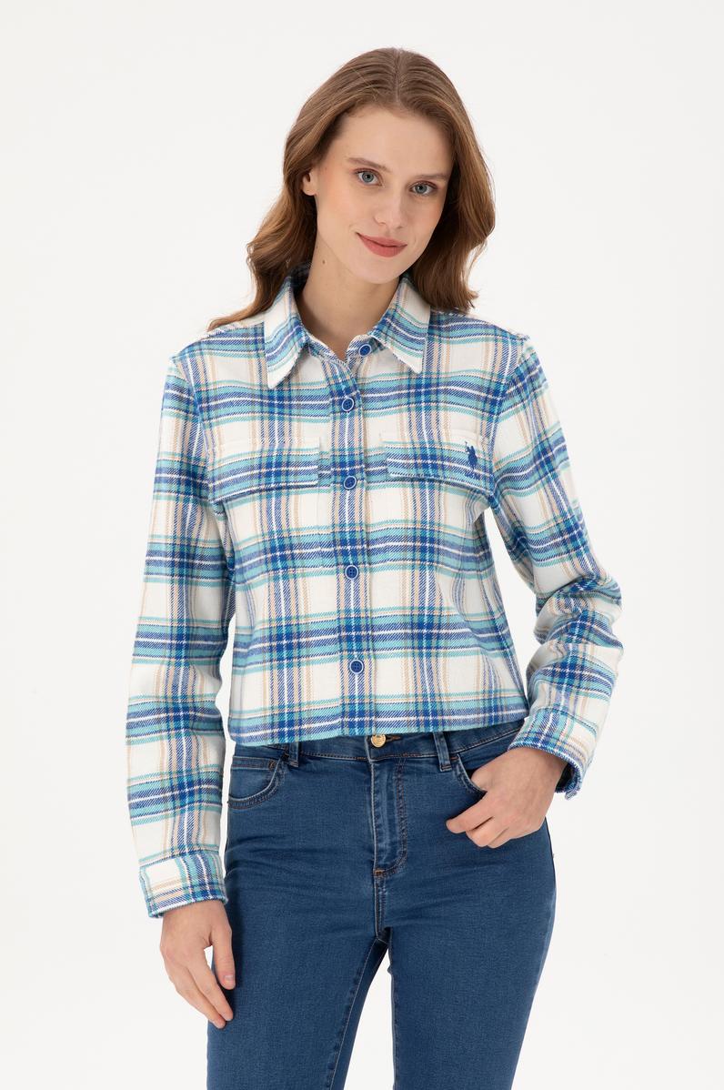 Kadın Saks Uzun Kollu Gömlek