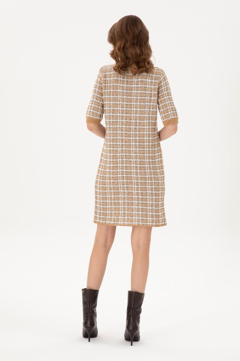 Kadın Camel Bisiklet Yaka Triko Elbise - 50293076005