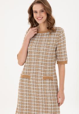 Kadın Camel Bisiklet Yaka Triko Elbise - 50293076005