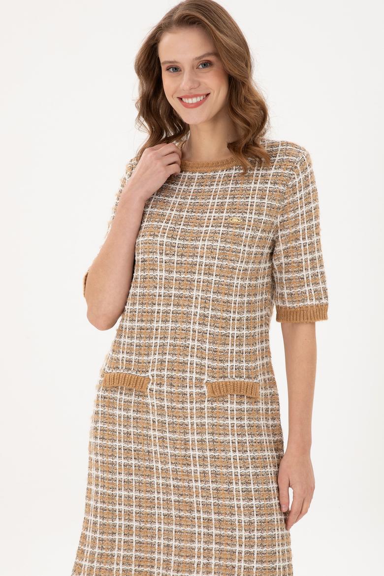 Kadın Camel Bisiklet Yaka Triko Elbise - 50293076005