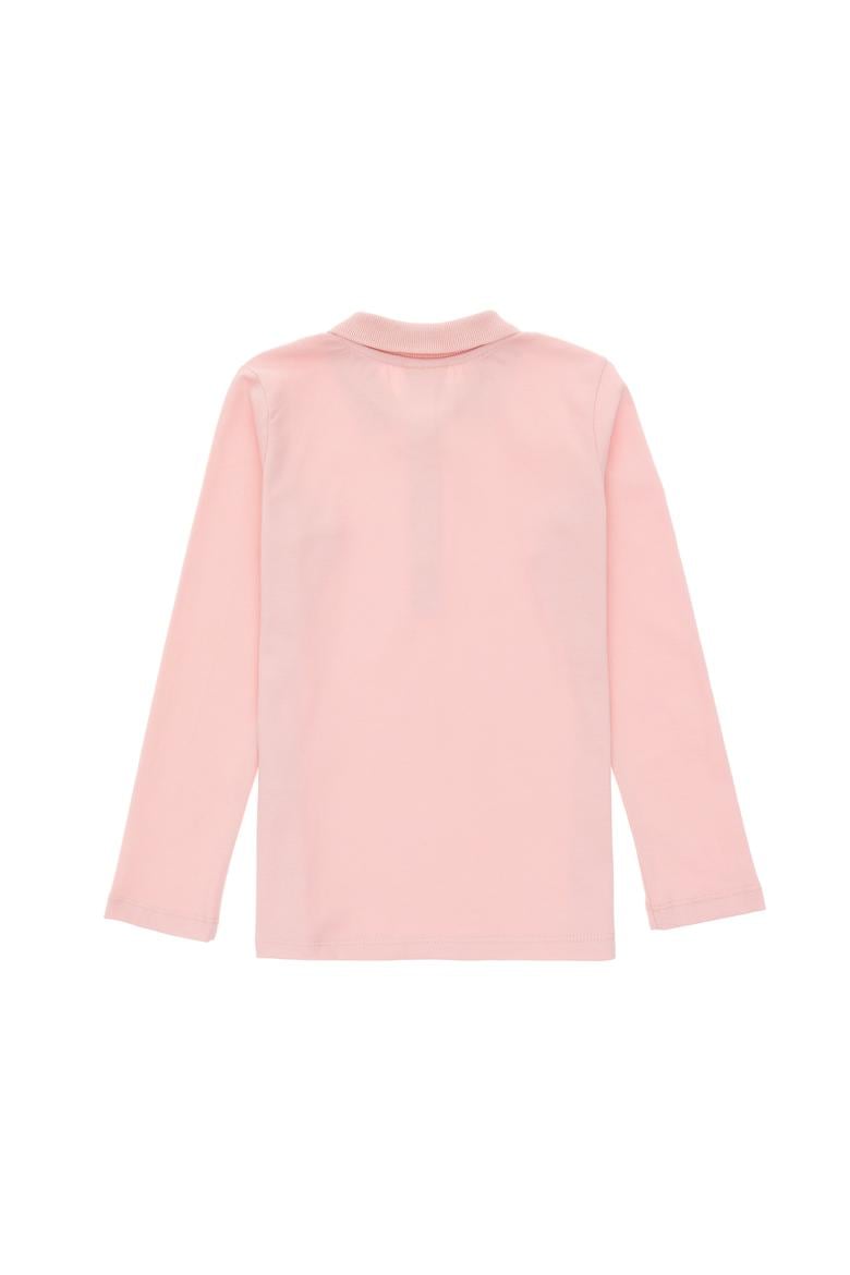 Kız Çocuk Toz Pembe Polo Yaka Basic Sweatshirt - 50292499066