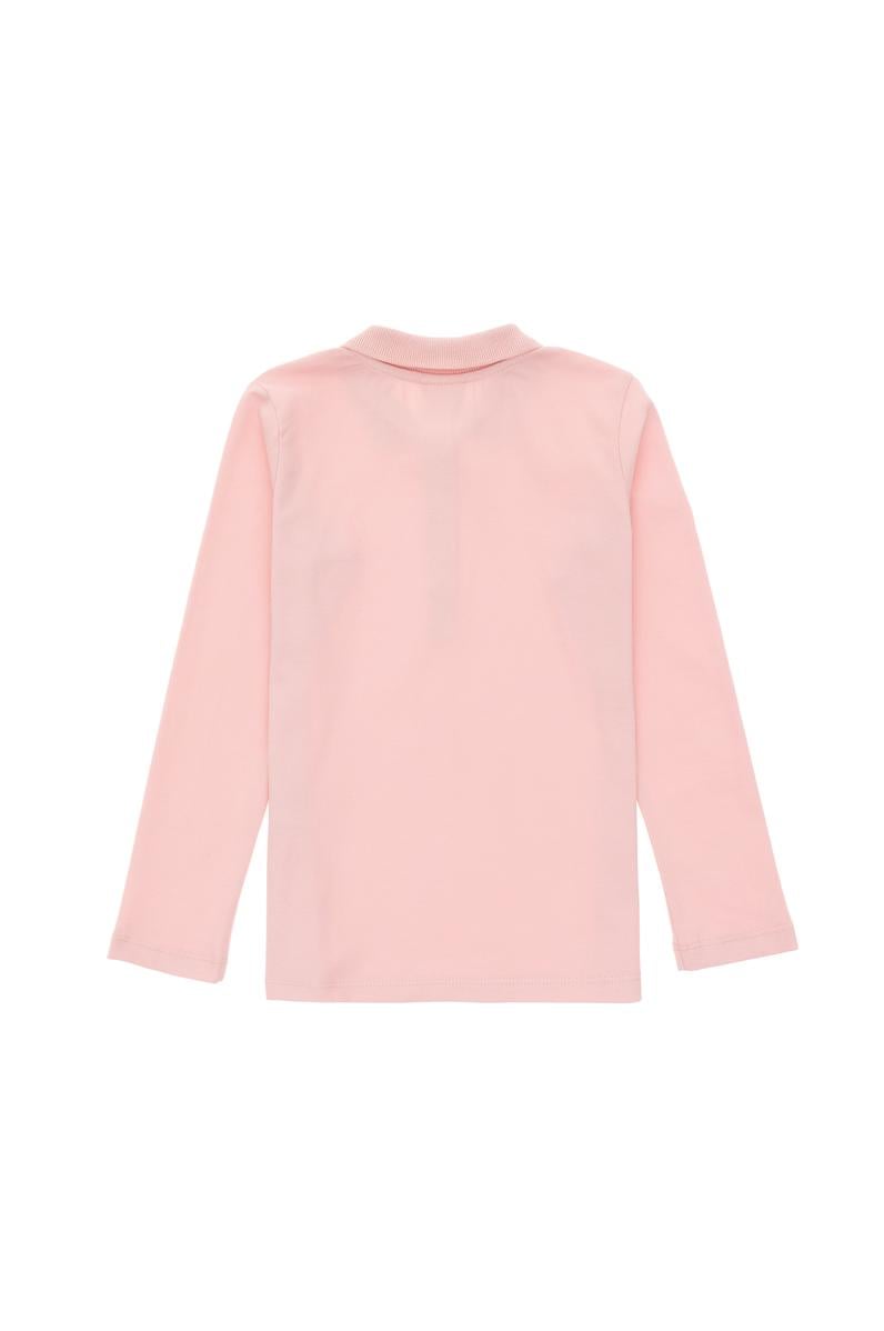 Kız Çocuk Toz Pembe Polo Yaka Basic Sweatshirt