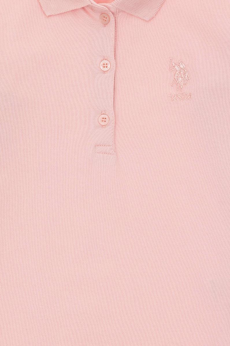 Kız Çocuk Toz Pembe Polo Yaka Basic Sweatshirt