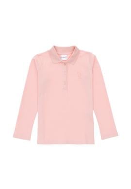 Kız Çocuk Toz Pembe Polo Yaka Basic Sweatshirt - 50292499066