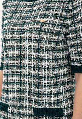 Kadın Koyu Yeşil Bisiklet Yaka Triko Elbise - 50293076020