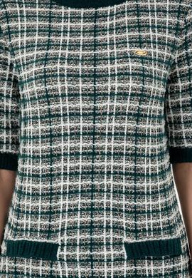 Kadın Koyu Yeşil Bisiklet Yaka Triko Elbise - 50293076020