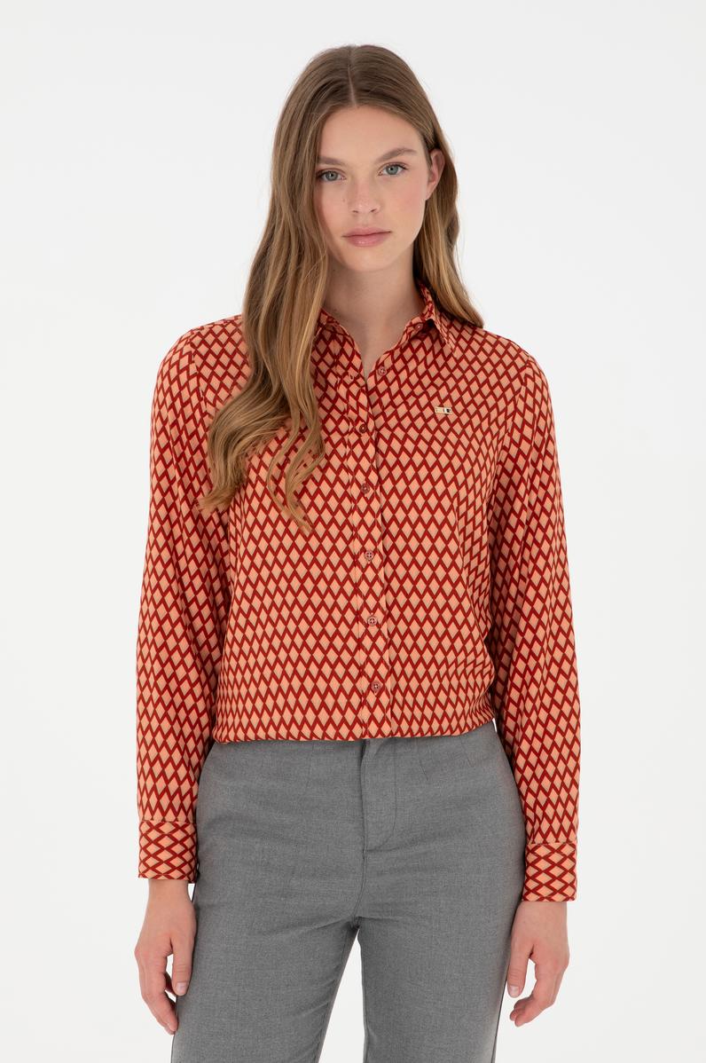 Kadın Somon Uzun Kollu Gömlek