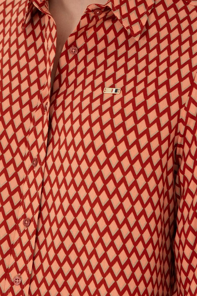 Kadın Somon Uzun Kollu Gömlek - 50297114012