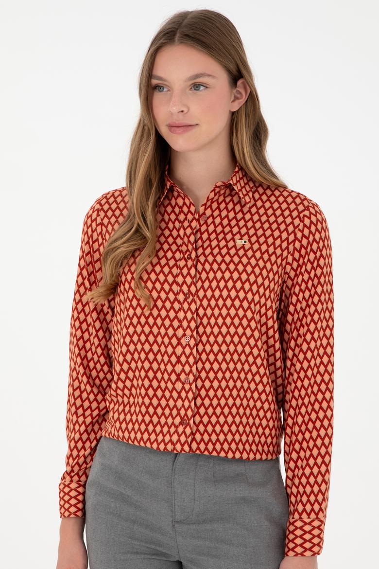 Kadın Somon Uzun Kollu Gömlek - 50297114012