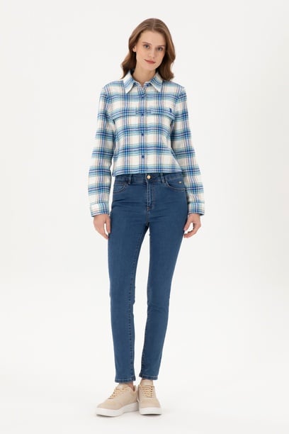 Kadın Mavi Toothpick Fit Jean Pantolon