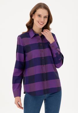 Kadın Mor Uzun Kollu Gömlek - 50296195021