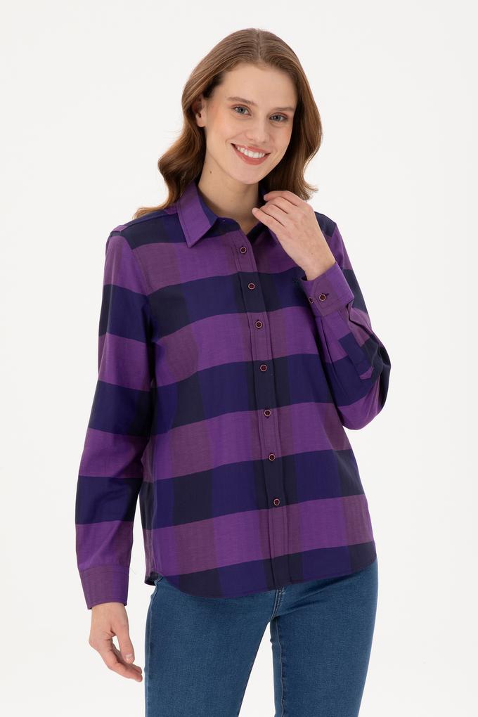 Kadın Mor Uzun Kollu Gömlek