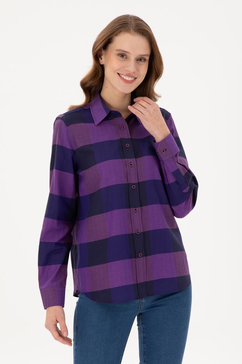 Kadın Mor Uzun Kollu Gömlek