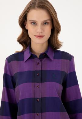 Kadın Mor Uzun Kollu Gömlek - 50296195021