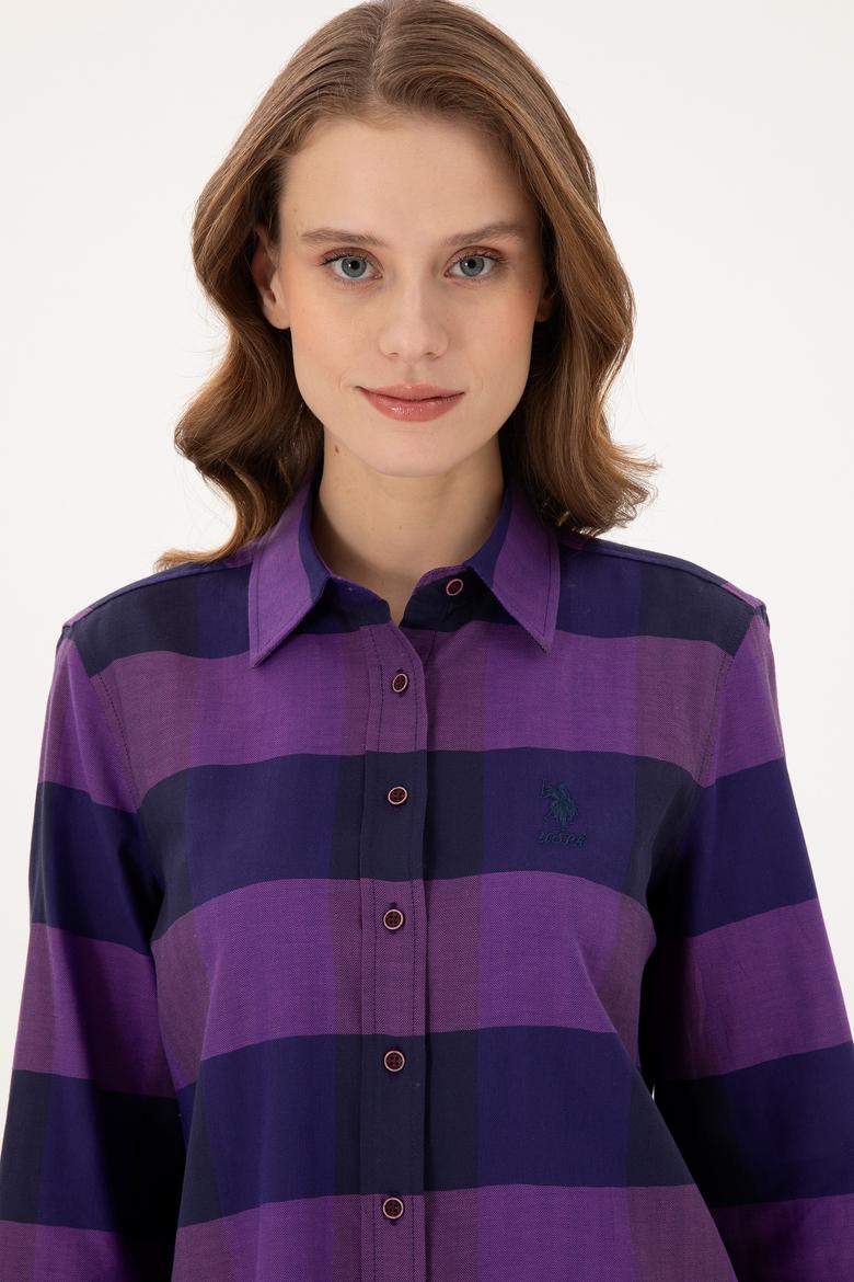 Kadın Mor Uzun Kollu Gömlek - 50296195021