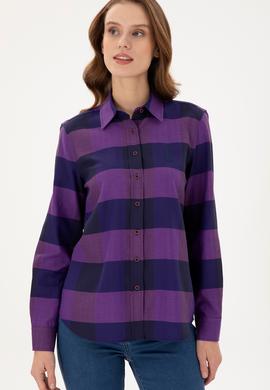 Kadın Mor Uzun Kollu Gömlek - 50296195021