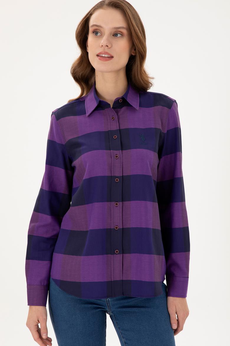 Kadın Mor Uzun Kollu Gömlek - 50296195021