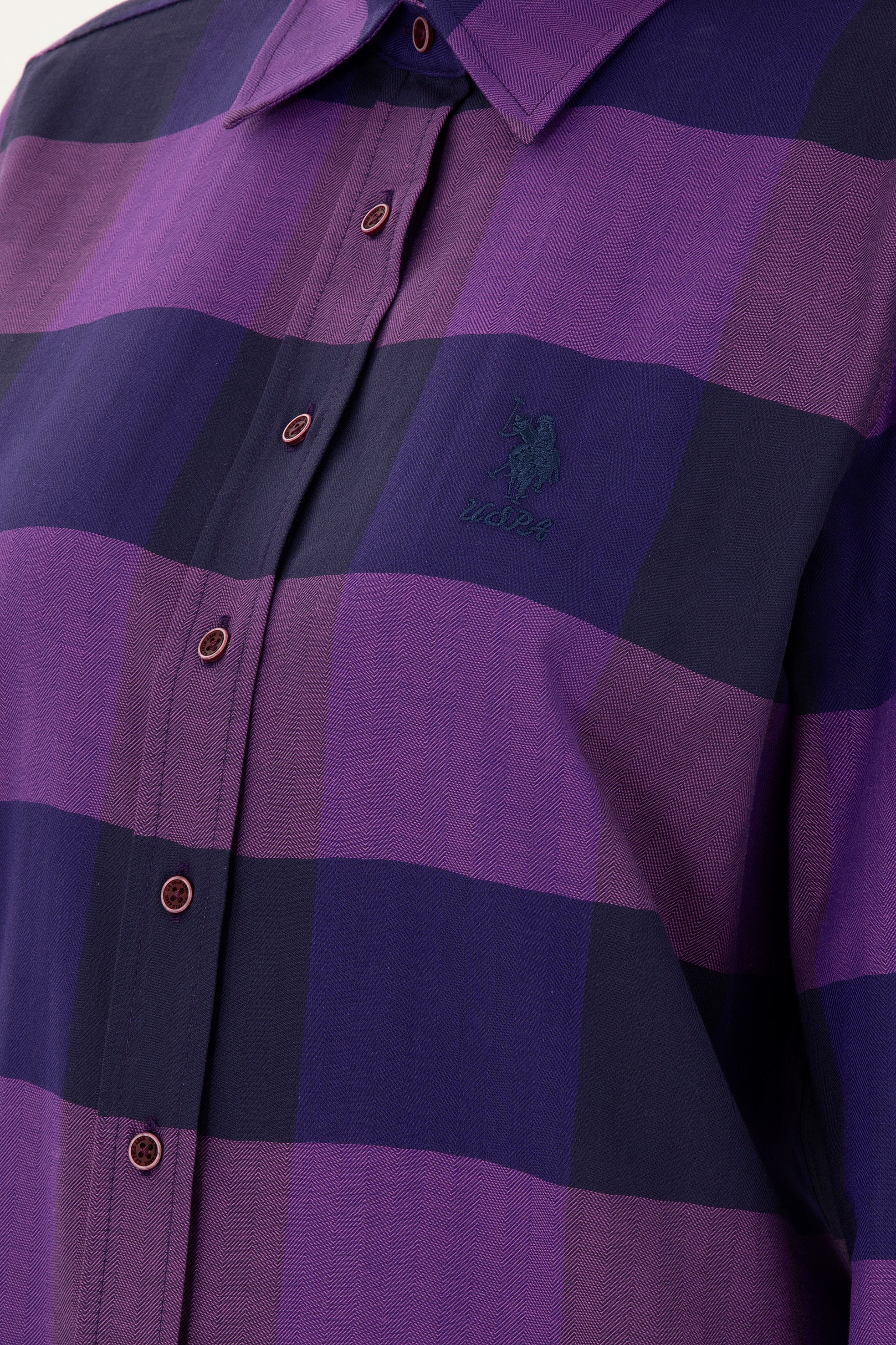Kadın Mor Uzun Kollu Gömlek - Image 7