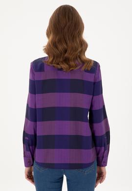 Kadın Mor Uzun Kollu Gömlek - 50296195021