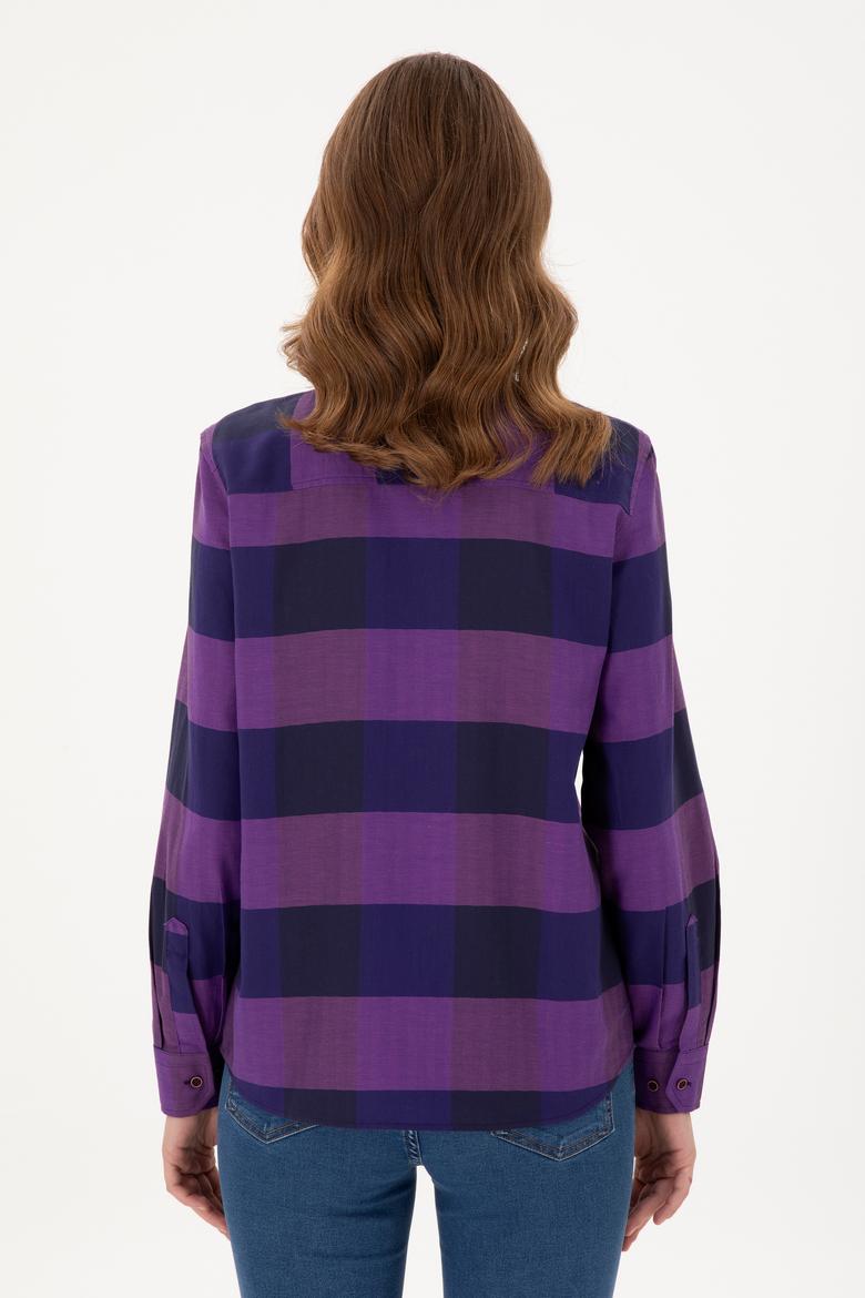 Kadın Mor Uzun Kollu Gömlek - 50296195021