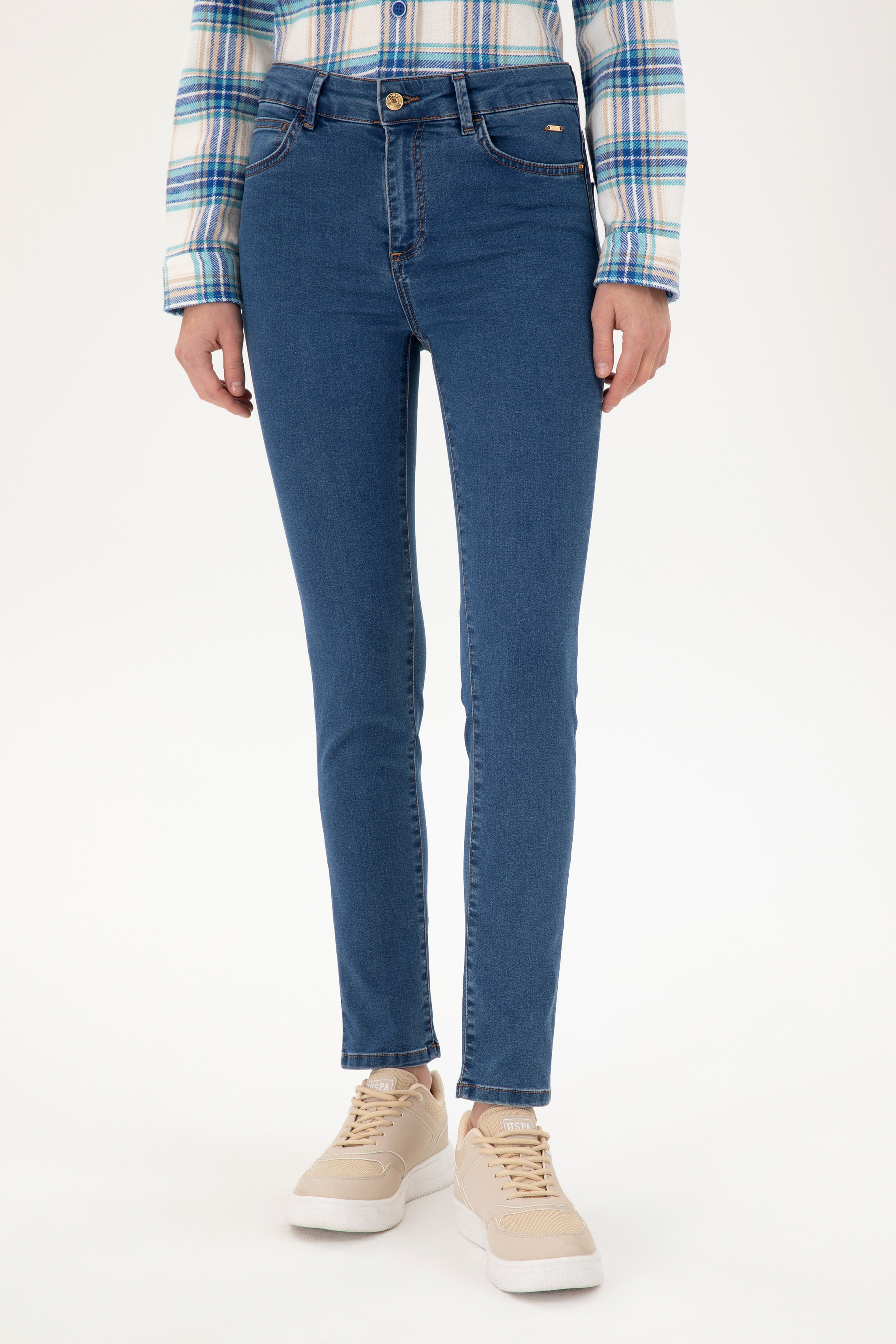 Kadın Mavi Toothpick Fit Jean Pantolon - Image 2