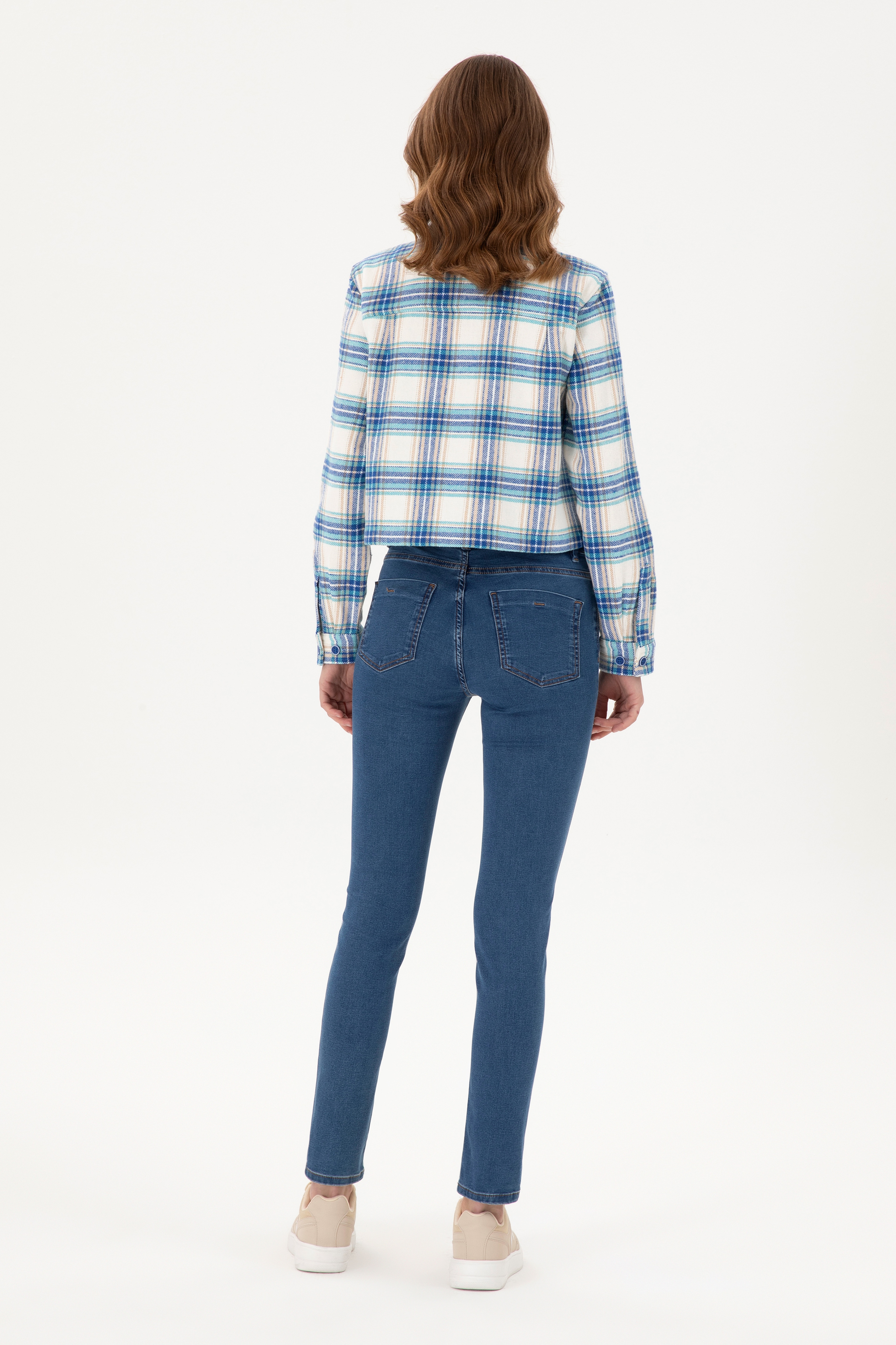 Kadın Mavi Toothpick Fit Jean Pantolon - Image 4