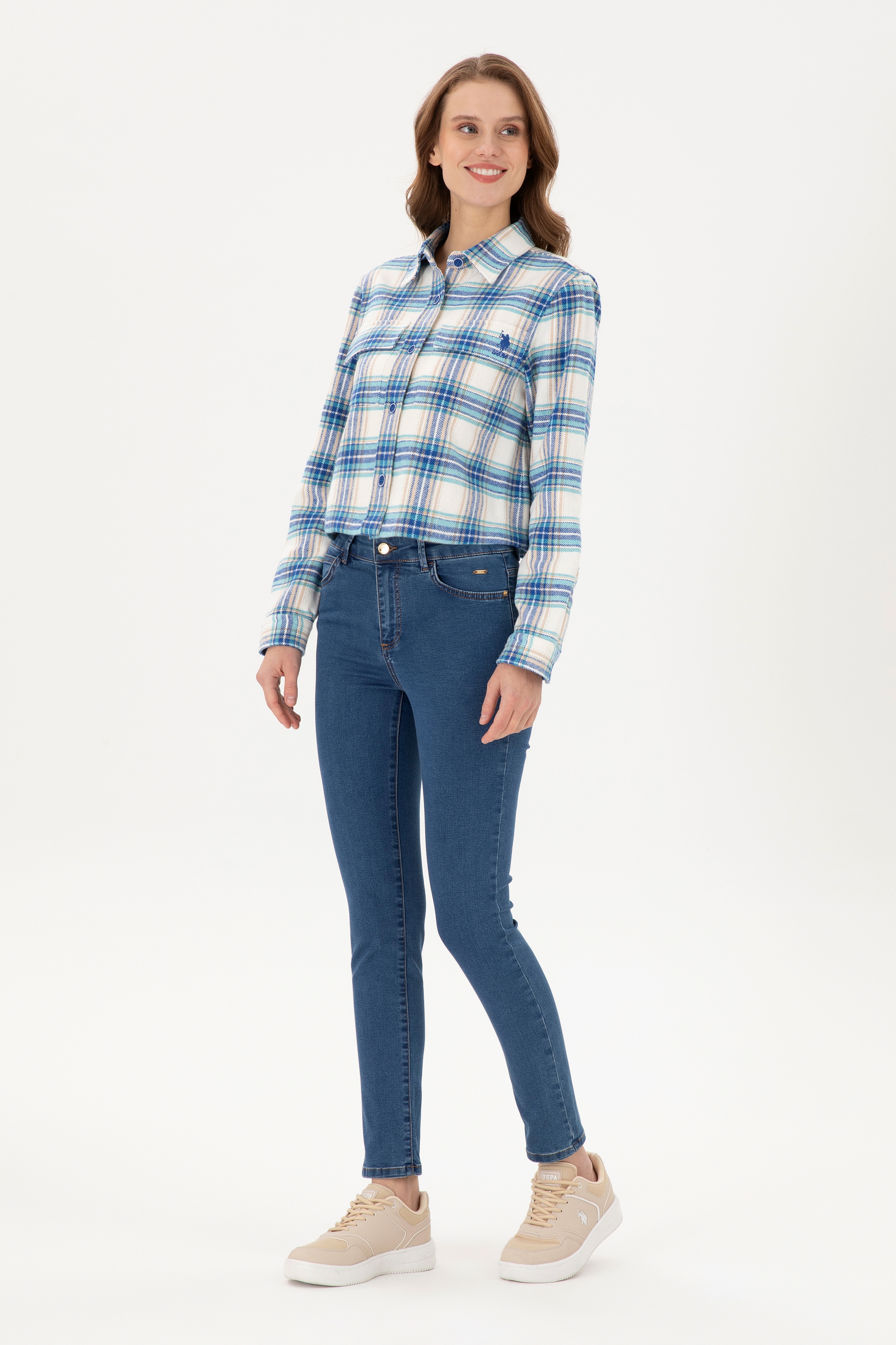 Kadın Mavi Toothpick Fit Jean Pantolon - Image 3