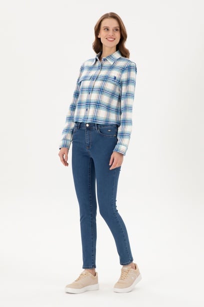 Kadın Mavi Toothpick Fit Jean Pantolon