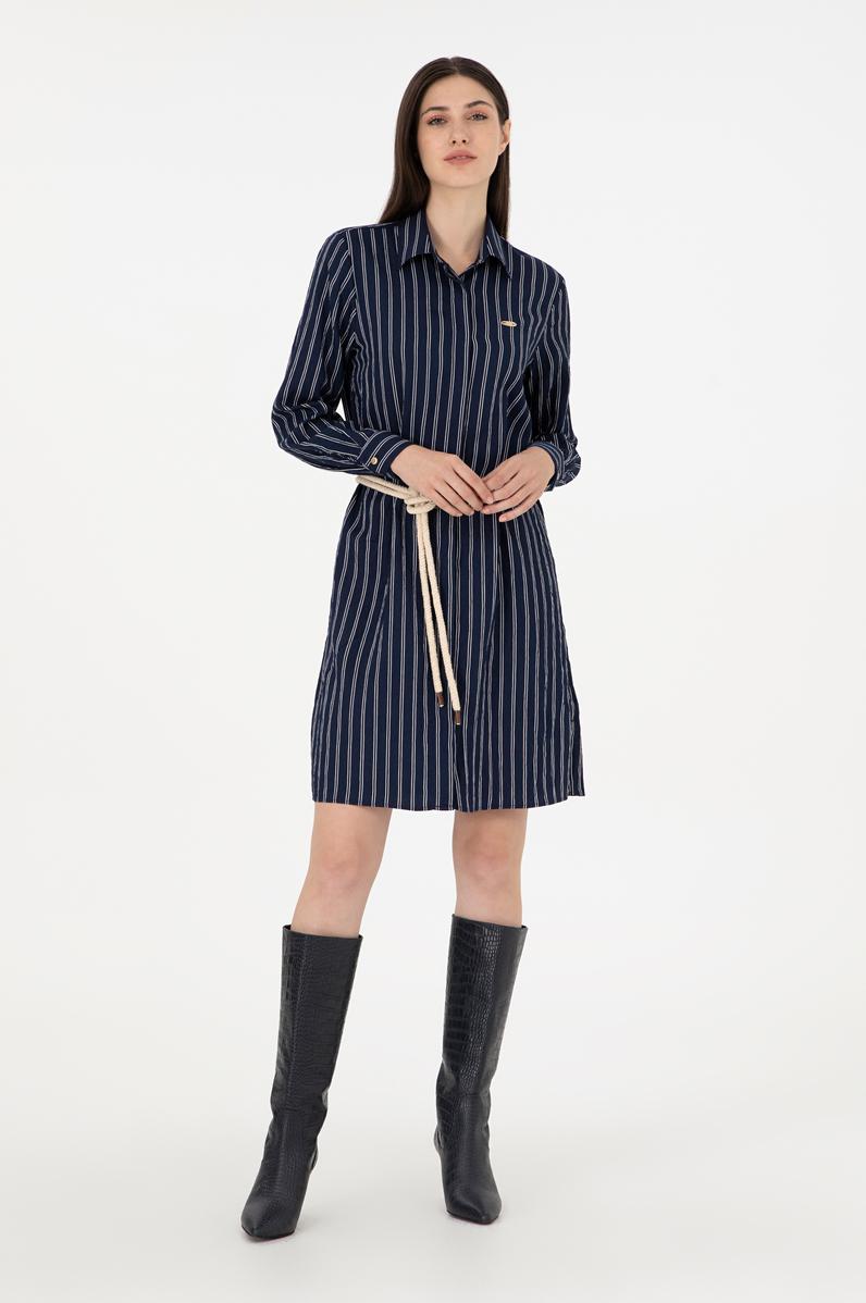 Kadın Lacivert Dokuma Elbise