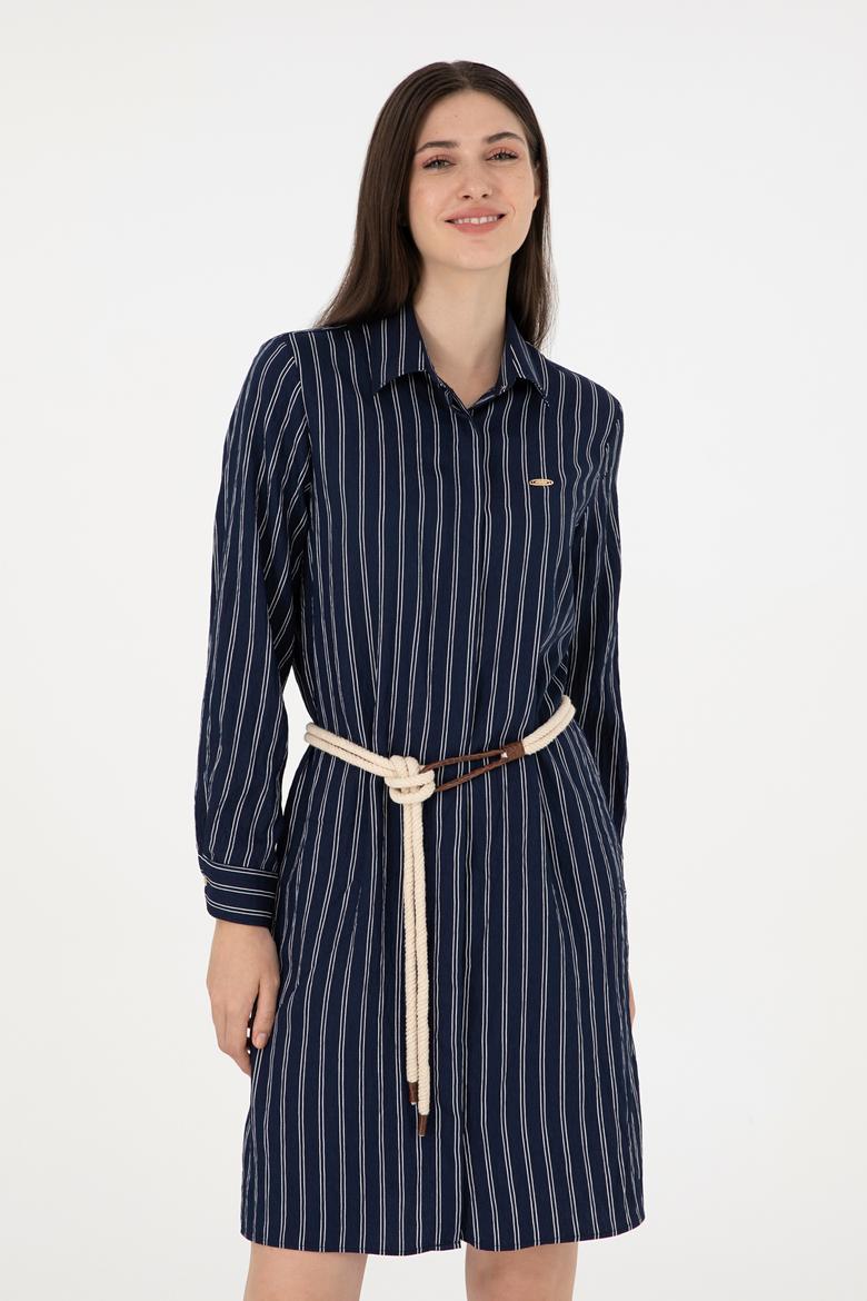 Kadın Lacivert Dokuma Elbise - 50298074007