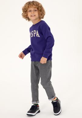 Erkek Çocuk Mor Basic Bisiklet Yaka Sweatshirt - 50293474134