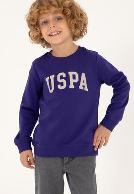 Erkek Çocuk Mor Basic Bisiklet Yaka Sweatshirt - 50293474134