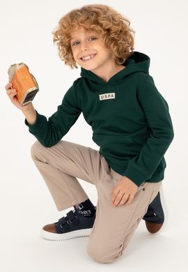 Erkek Çocuk Koyu Yeşil Kapüşonlu Sweatshirt - 50293515051