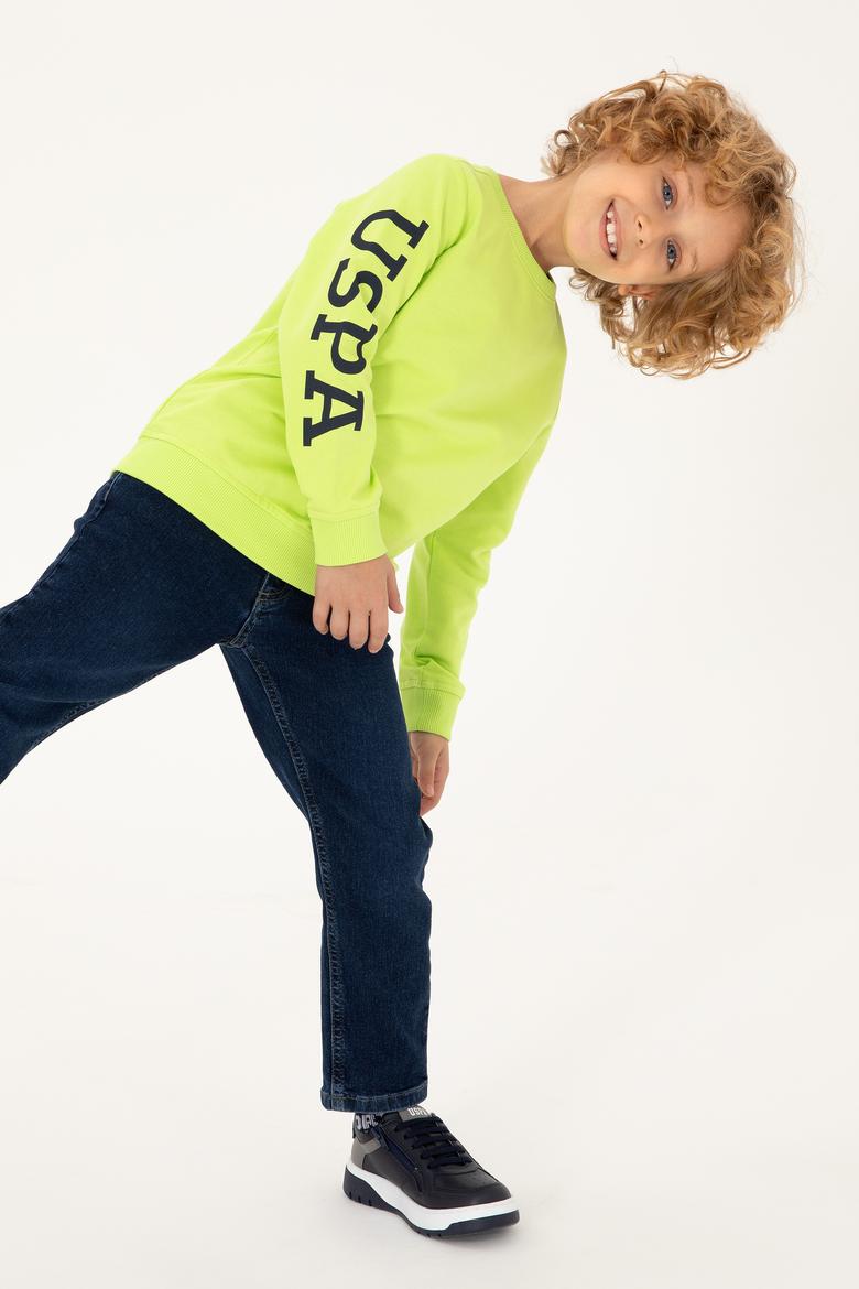 Erkek Çocuk Elma Yeşili Bisiklet Yaka Sweatshirt - 50293643046