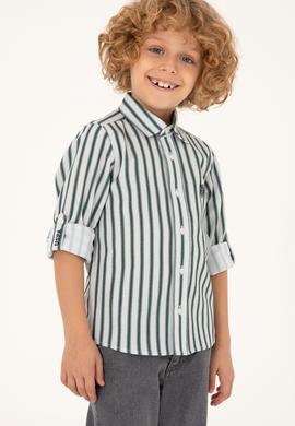 Erkek Çocuk Koyu Yeşil Uzun Kollu Gömlek - 50297387003